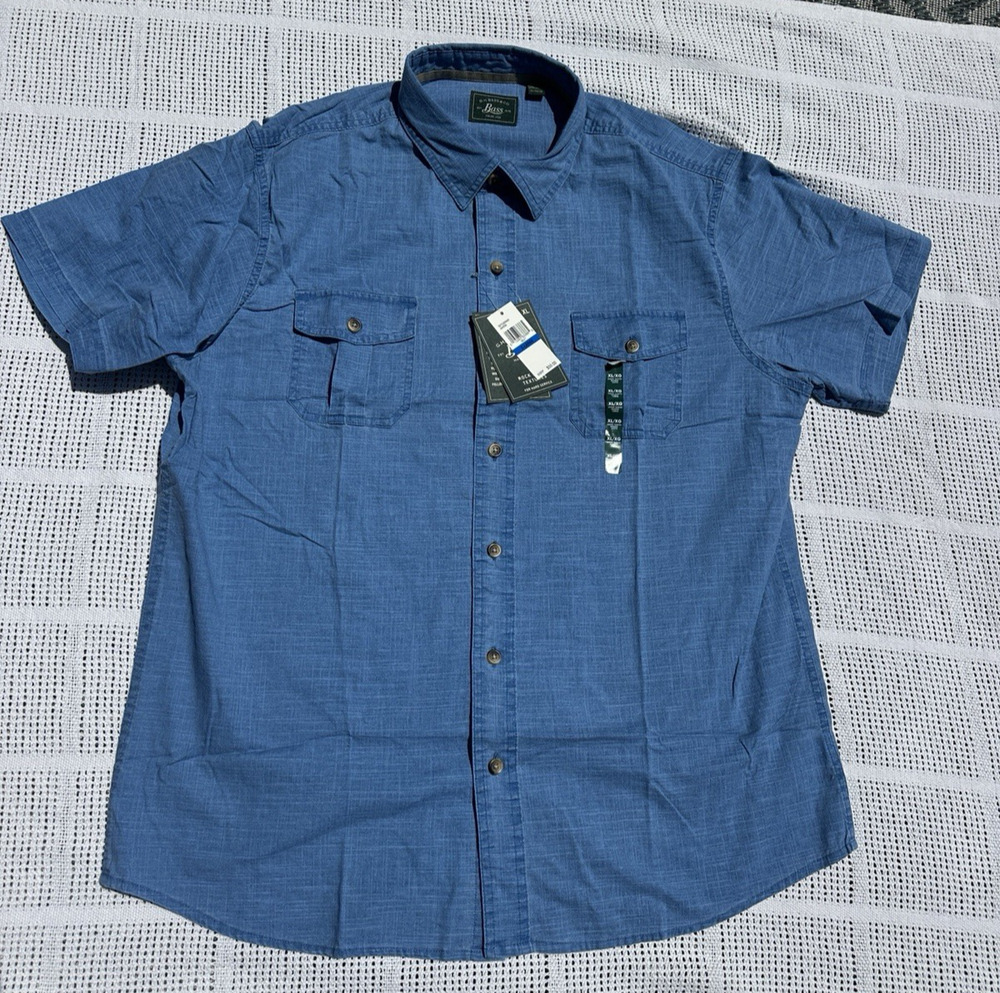 G.H. Bass & Co Rock River Textures Men’s XL Blue Short Sleeve Shirt NWT